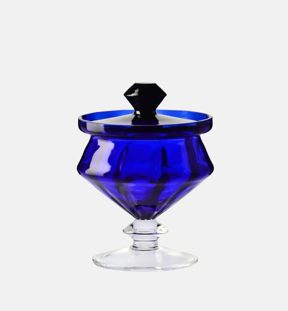 Krosno Heritage sukkerskål 17 cm kobolt glasskål