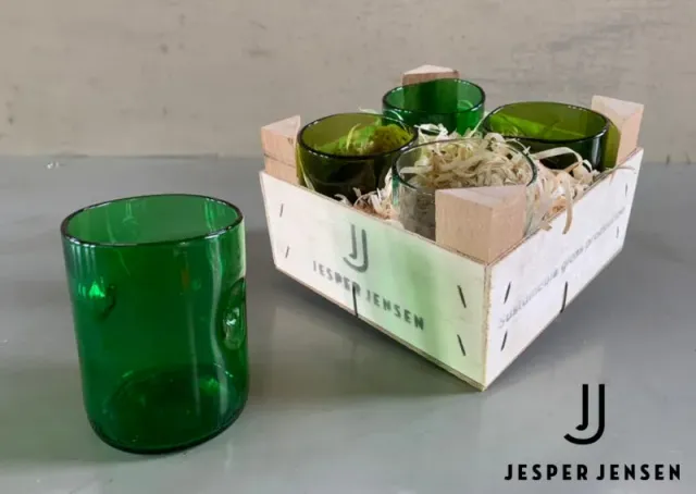 Jesper Jensen Wooden Crate glas 4 stk korte genbrugsglas