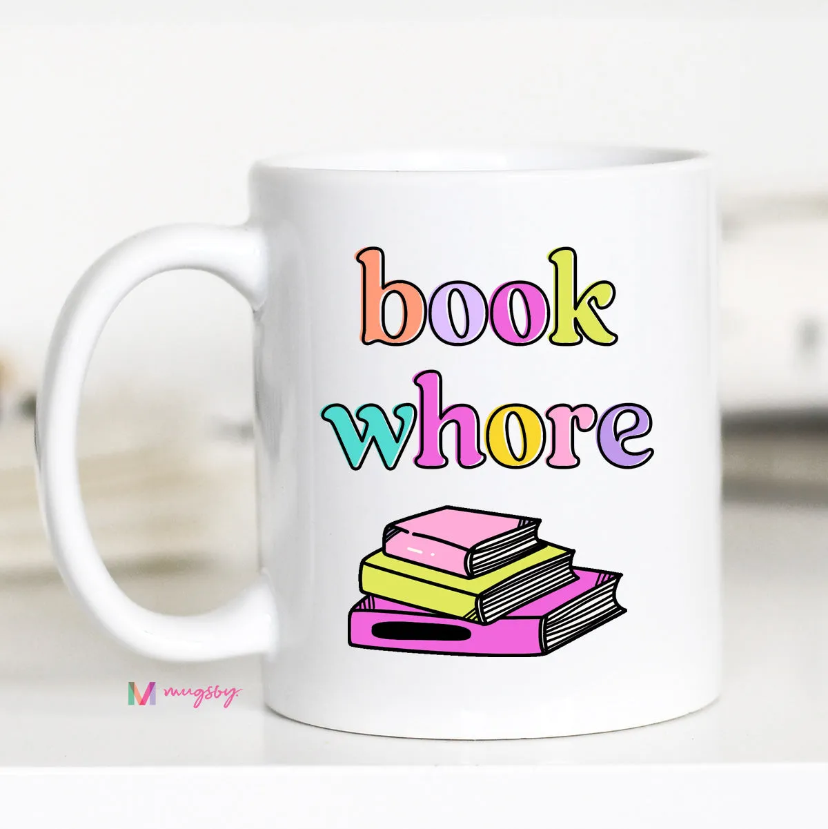 Mugsby Book Whore kop 325 ml hvid bøger