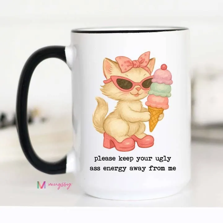 Mugsby Ugly Ass Energy katte krus hvid 325 ml