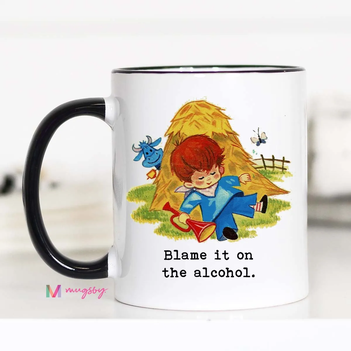 Mugsby Blame It on the Alcohol krus hvid 325 ml