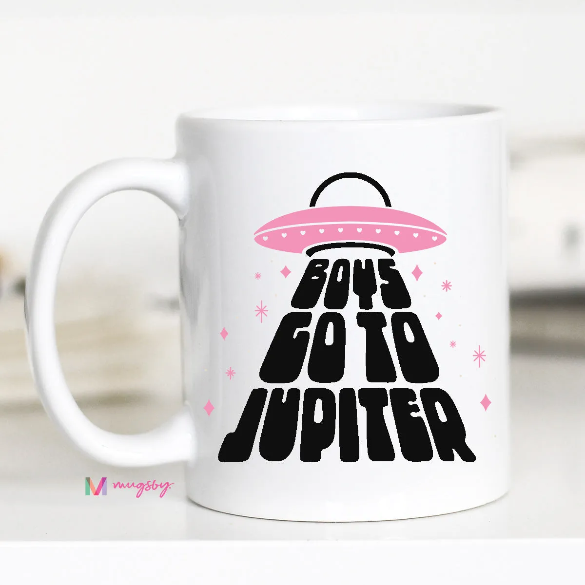 Mugsby Boys Go to Jupiter krus hvid 325 ml sjov