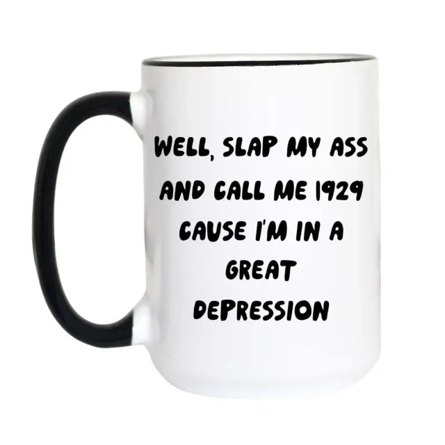 Mugsby Great Depression krus hvid 11 oz sort humor