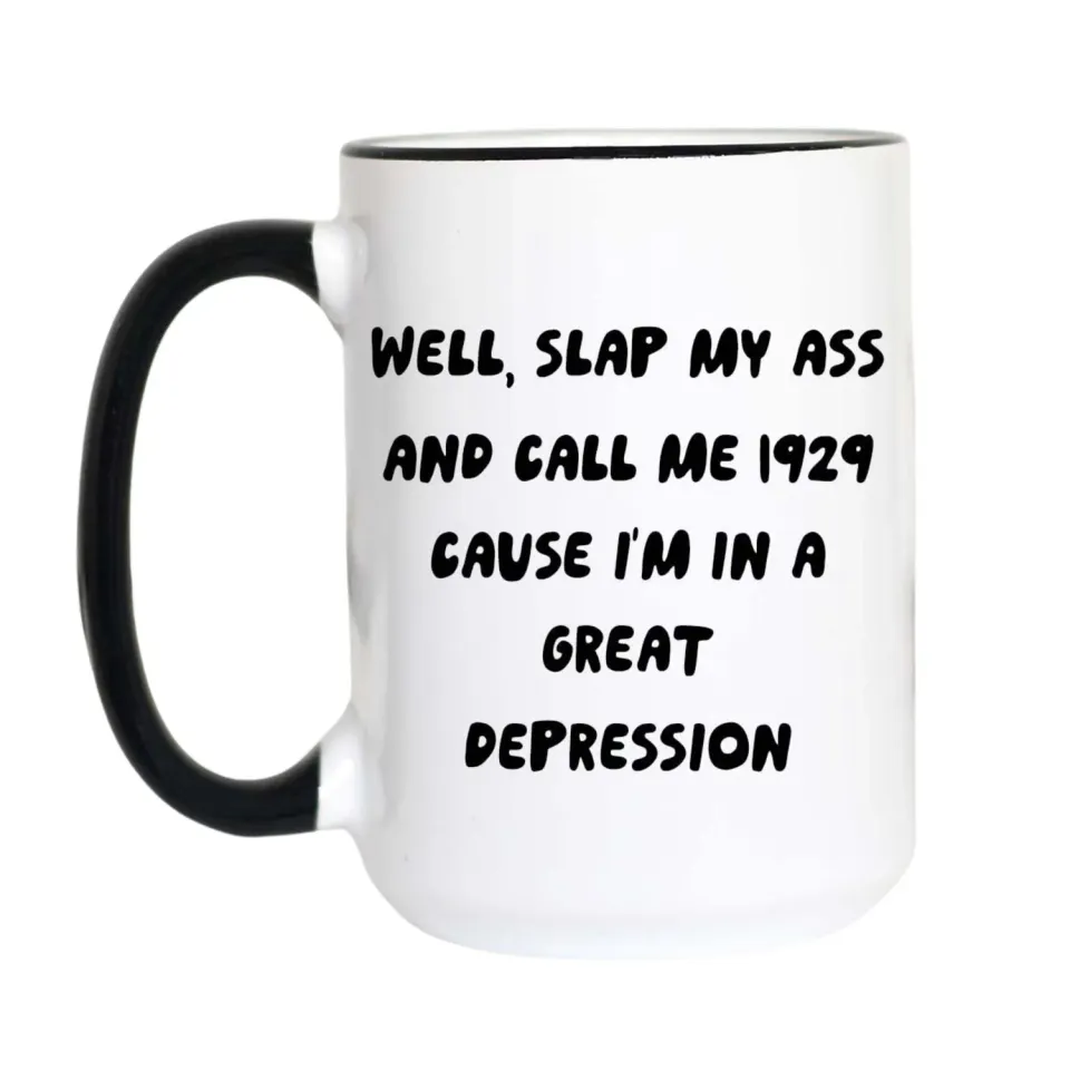 Mugsby Great Depression krus hvid 11 oz sort humor