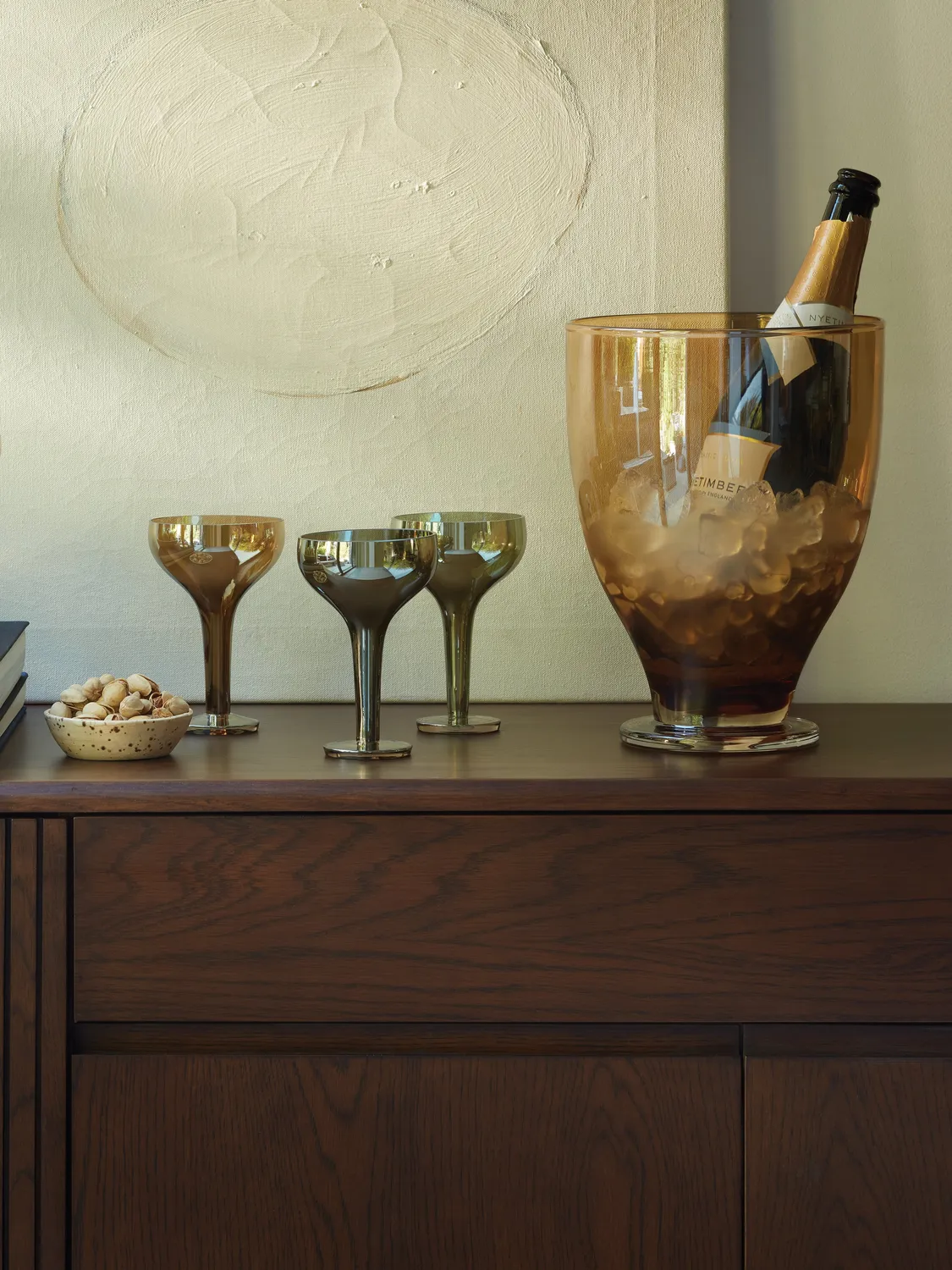LSA Epoque champagnekøler ravfarvet glas iriserende