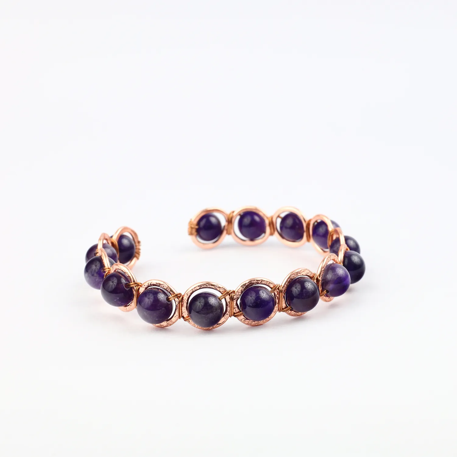 El'Cobre Copper Amethyst krystal armbånd åben kobber
