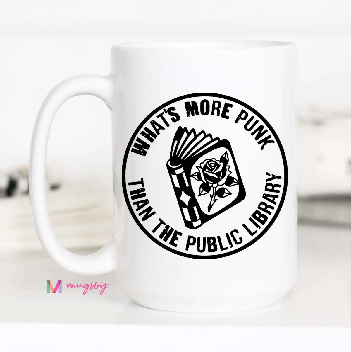 Mugsby What's More Punk Than the Public Library krus hvid 325 ml