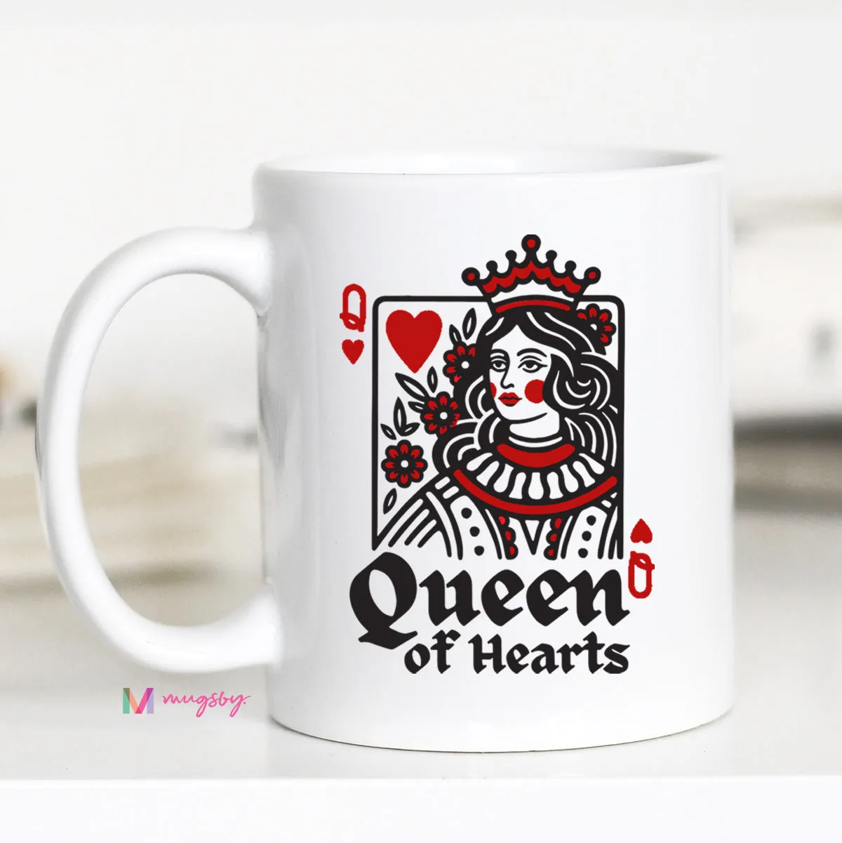Mugsby Queen of Hearts krus hvid keramik 325 ml