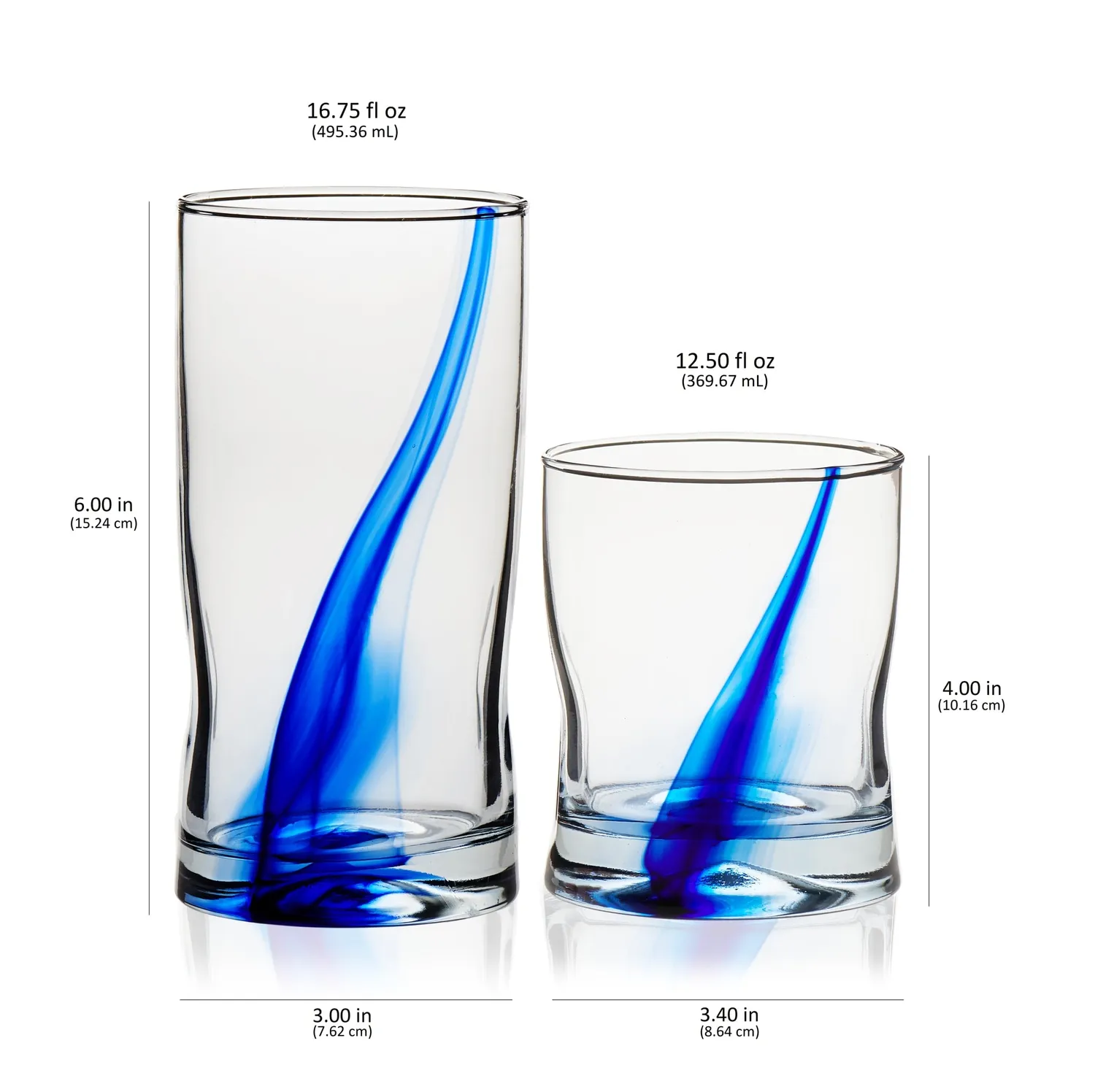 Libbey Blue Ribbon Impressions glassæt 16 stk blå stribe
