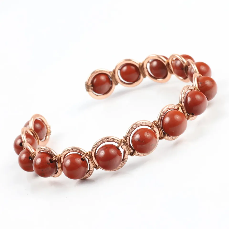 El'Cobre rød jaspis kobberarmbånd krystal