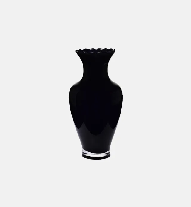 Krosno vase 42 cm sort riflet håndformet
