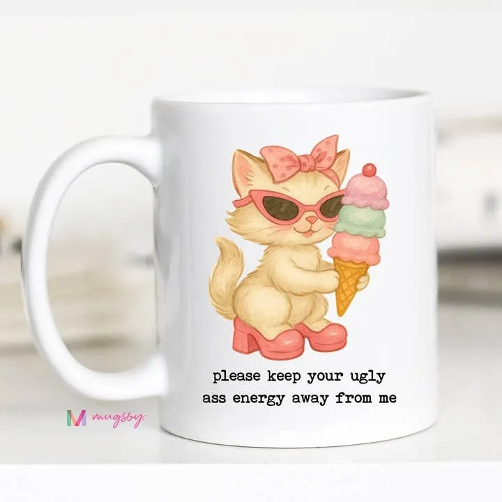 Mugsby Ugly Ass Energy katte krus hvid 325 ml