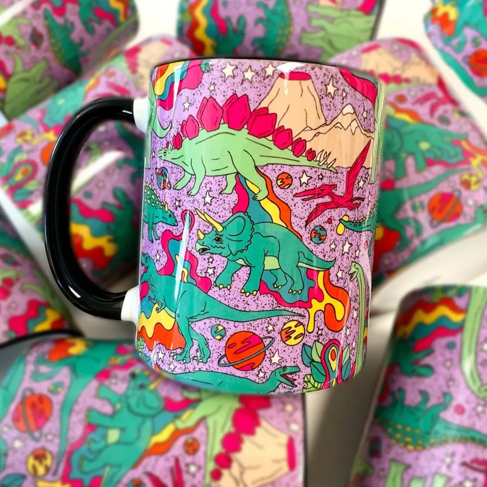 Mugsby Dinosaurs keramik kop 325 ml sort hank