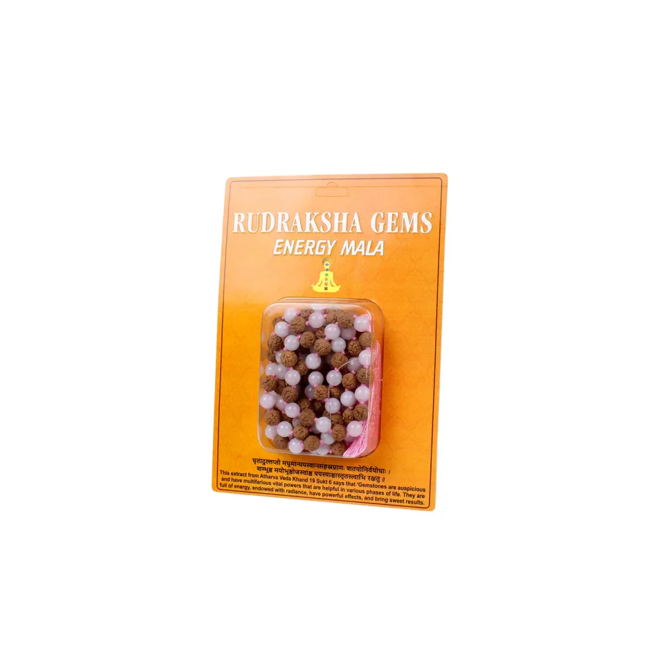 El'Cobre Rudraksha Rosenkvarts Mala 108 8mm Bedekæde