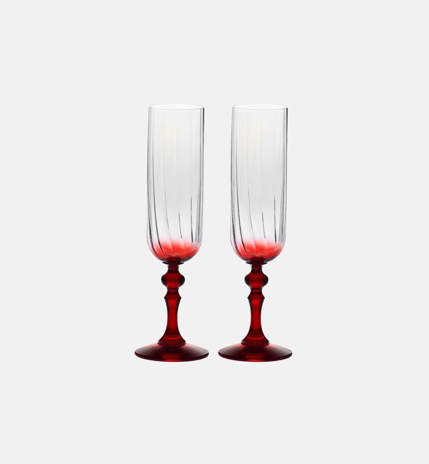 Krosno Ombré champagneglas 200 ml rød stilk