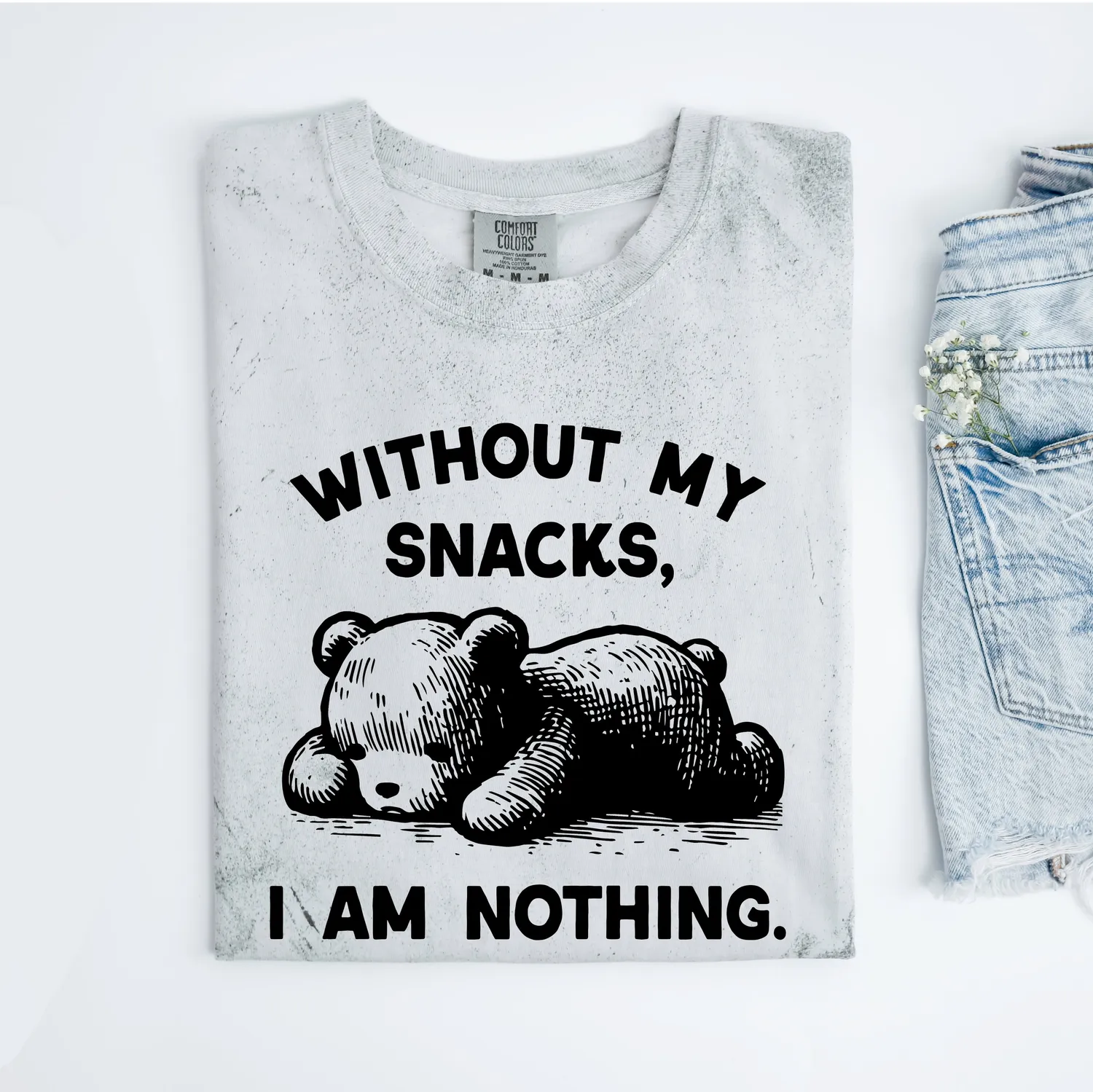 Mugsby Without My Snacks I am Nothing T-shirt Small smoke bomuld
