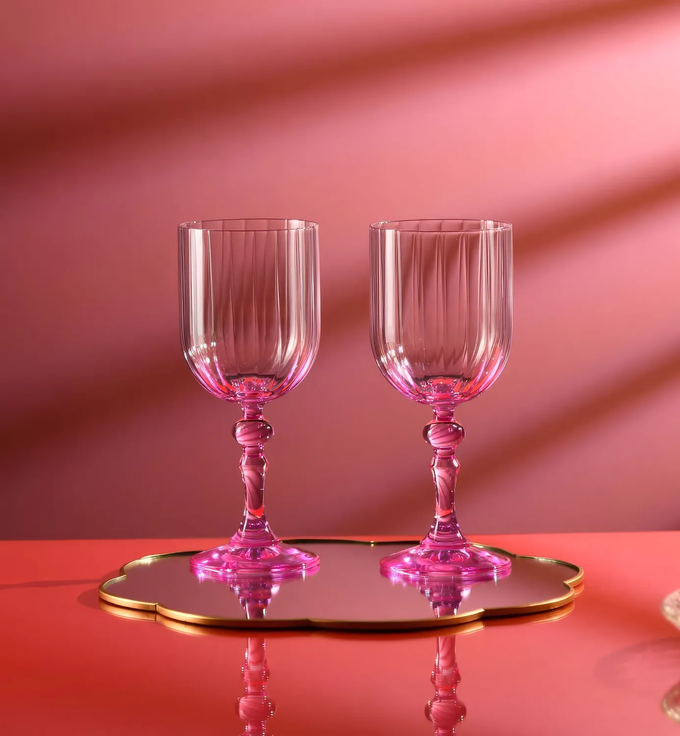 Krosno Bubble vinglas 300 ml rosa stilk krystal