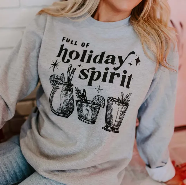 Mugsby Full of Holiday Spirit sweatshirt grå julemotiv