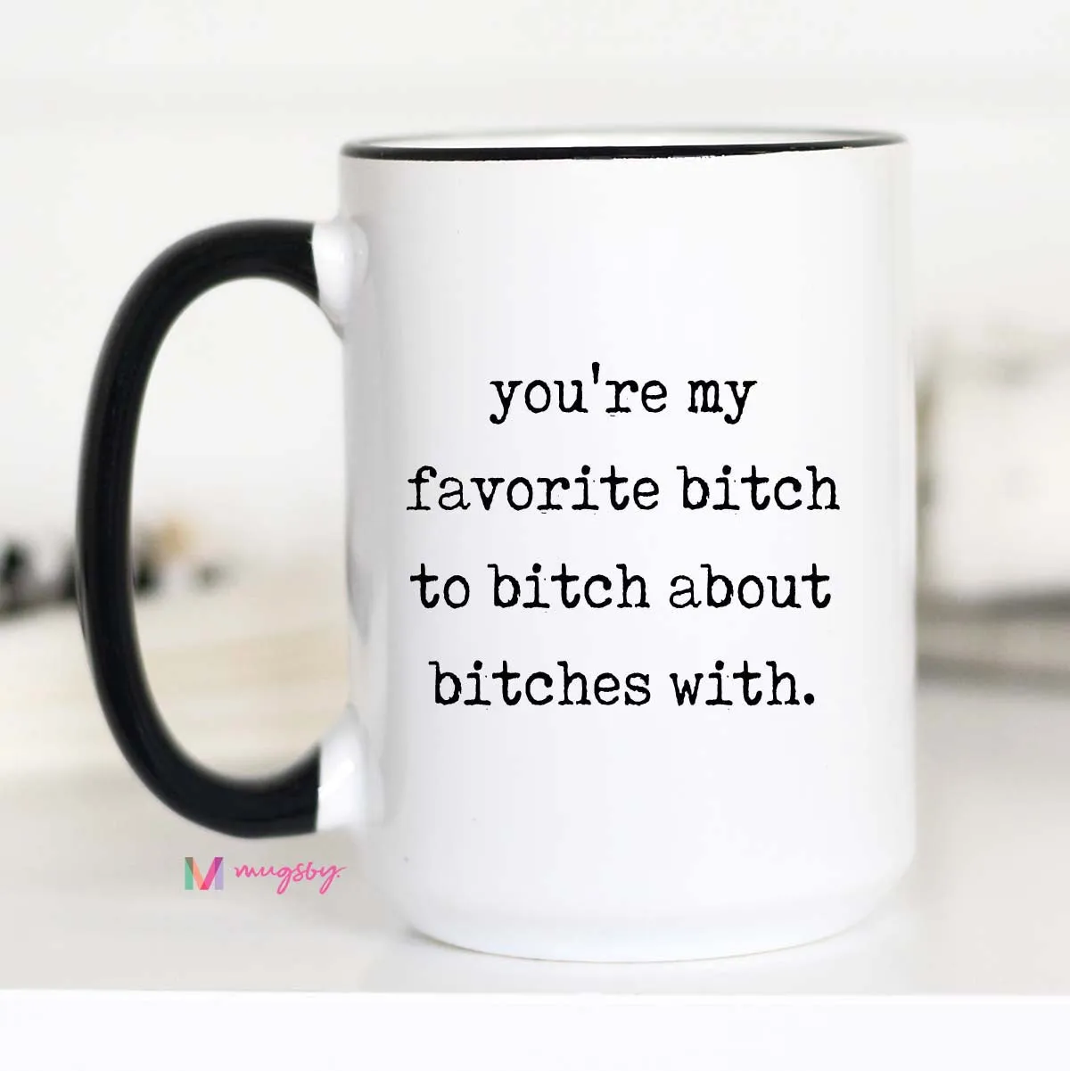 Mugsby Best Friend krus 325 ml hvid typewriter