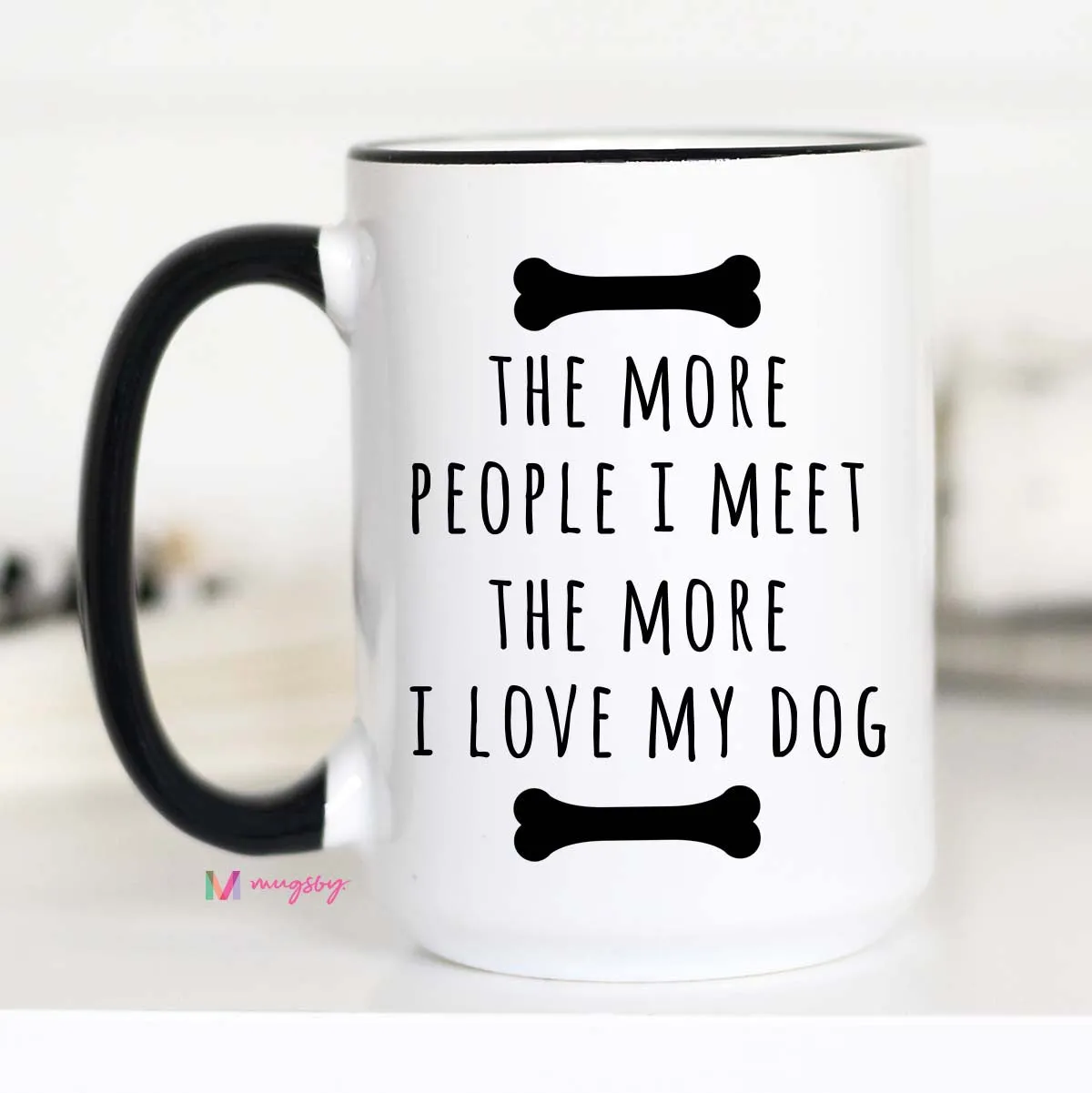 Mugsby Love My Dog krus 325 ml hvid keramik