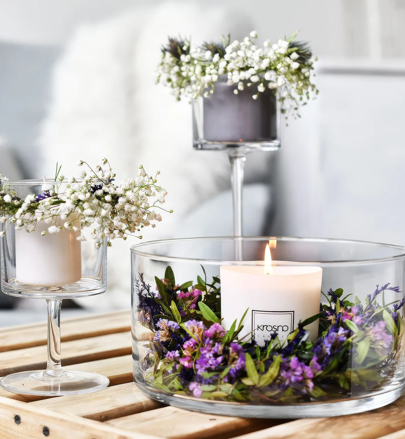 Krosno serveringsskål 24 cm klart glas håndformet