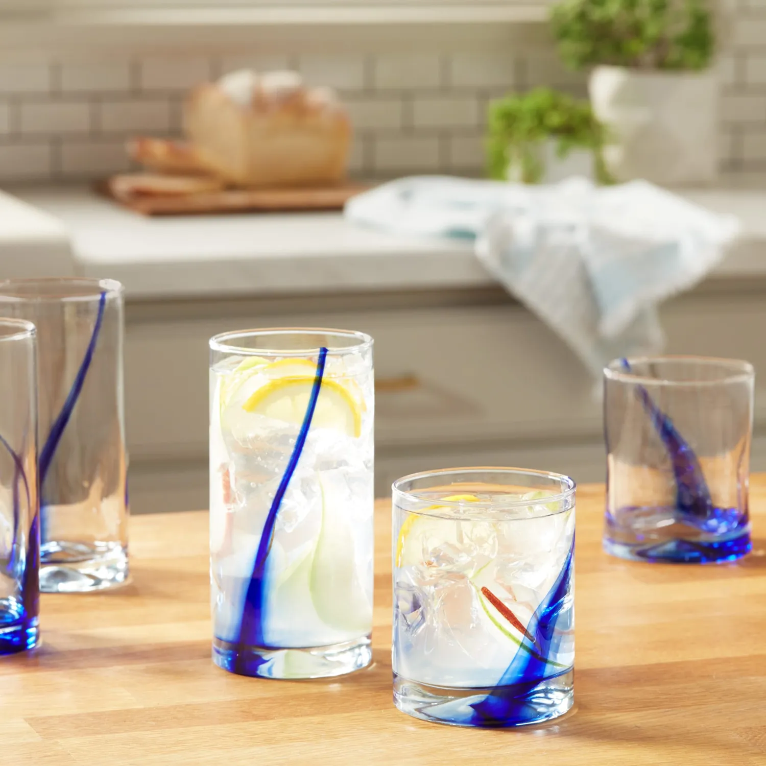 Libbey Blue Ribbon Impressions glassæt 16 stk blå stribe