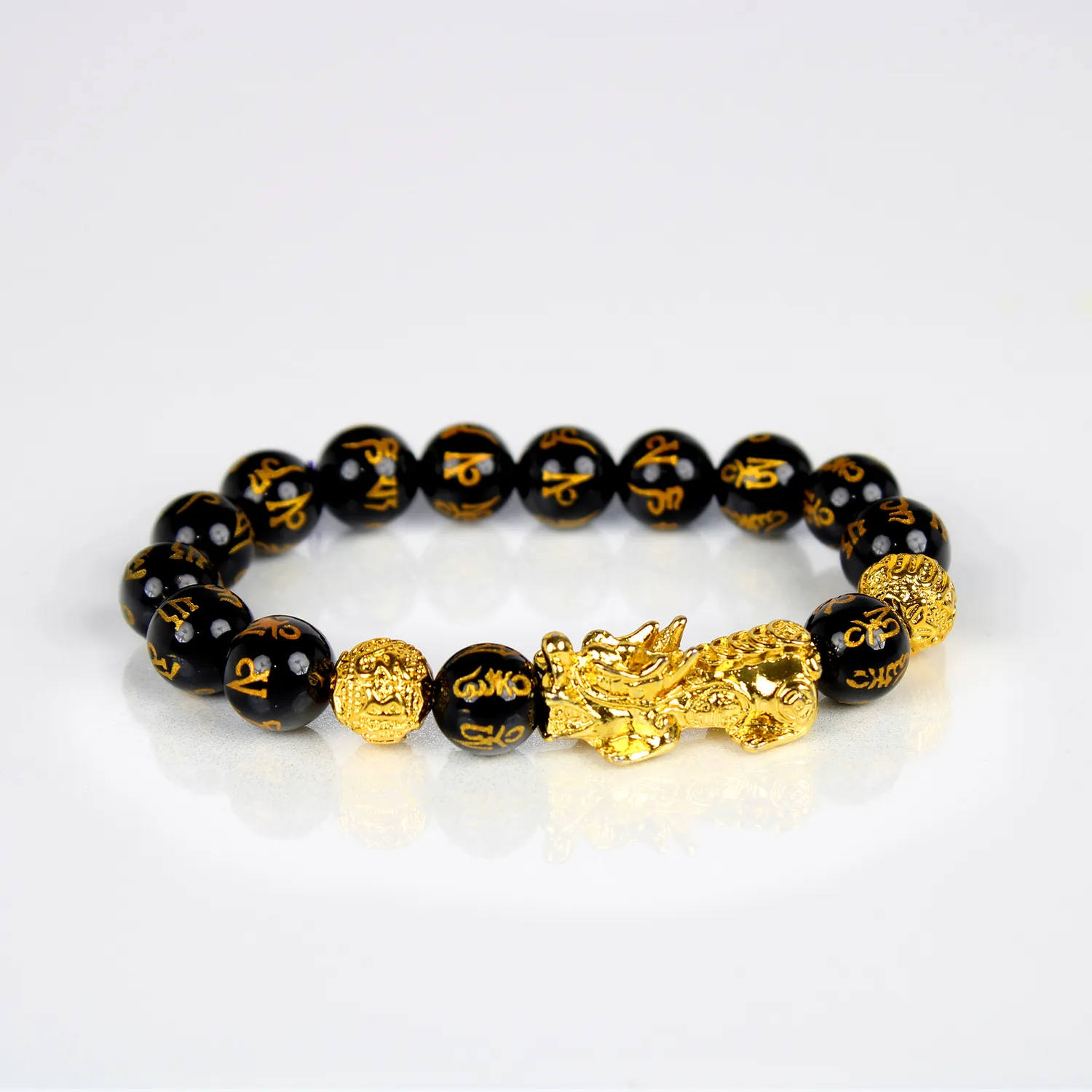 El'Cobre Abundance Pixiu armbånd elastik obsidian 8 mm