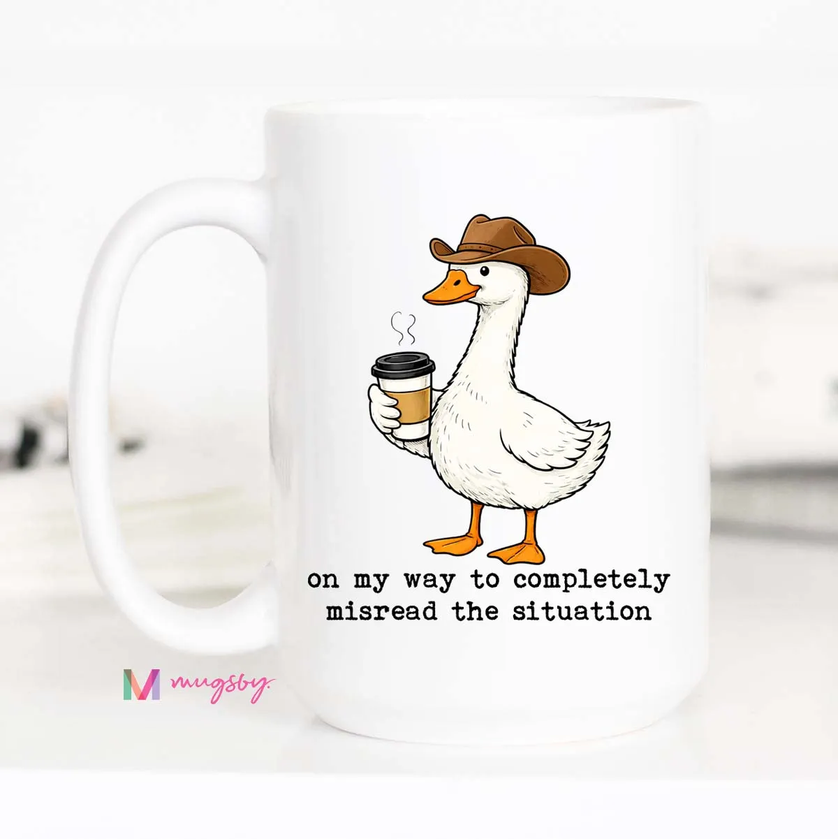 Mugsby Funny Goose keramik kop 325 ml hvid