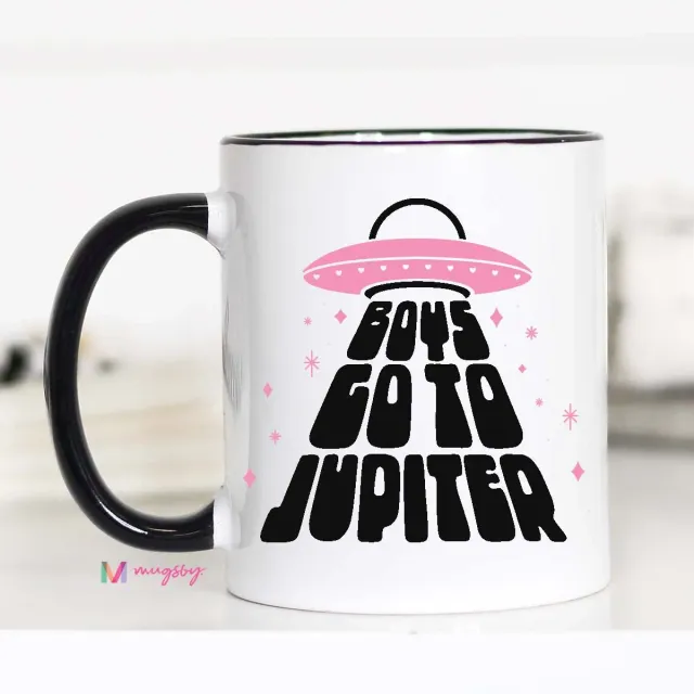 Mugsby Boys Go to Jupiter krus hvid 325 ml sjov