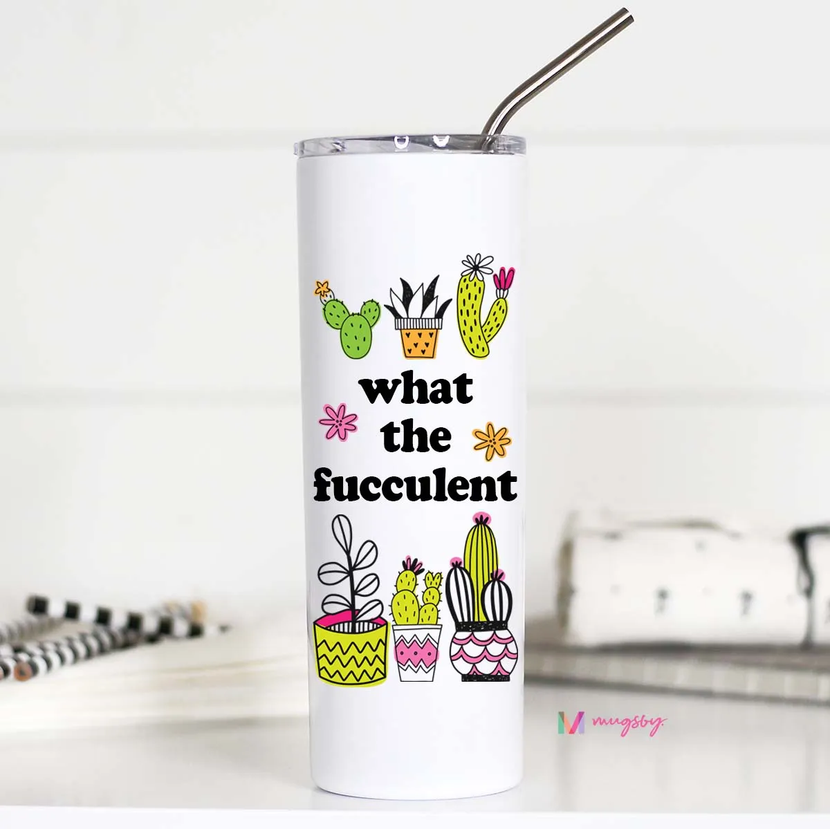 Mugsby What the Fucculent tumbler 591 ml retro