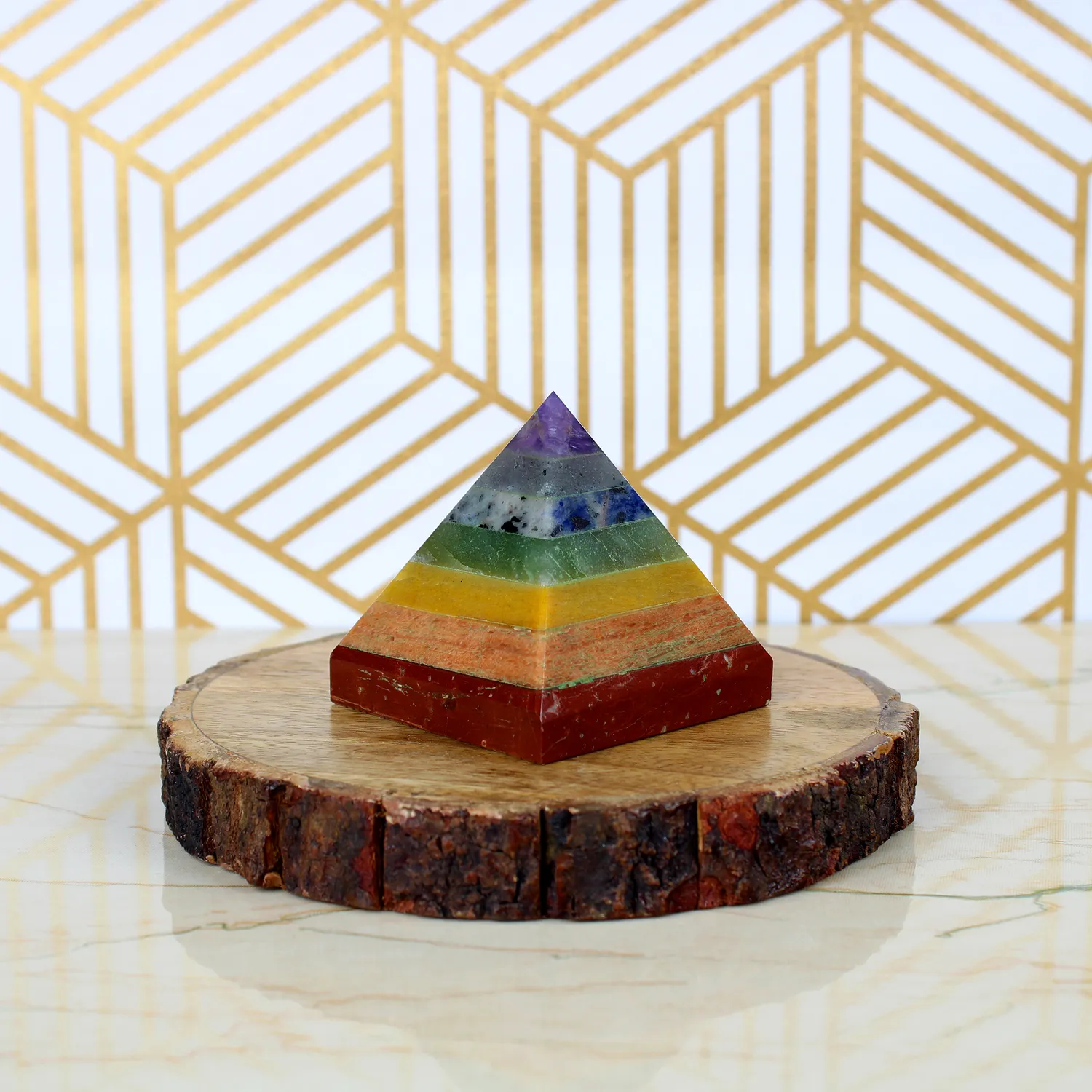 El'Cobre 7 Chakra Crystal Pyramid krystalpyramide 7 sten
