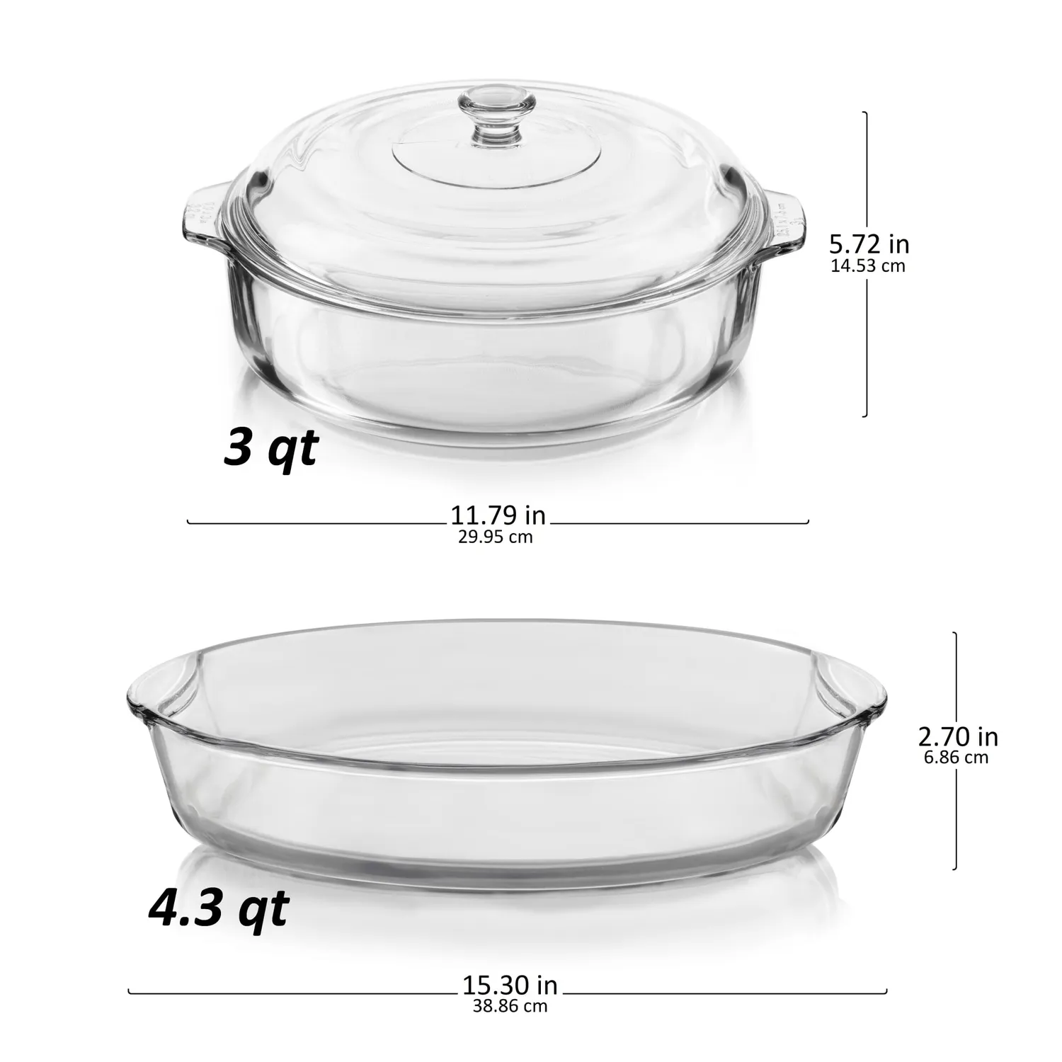 Libbey Baker's Basics ovnfad glas sæt 2 med låg