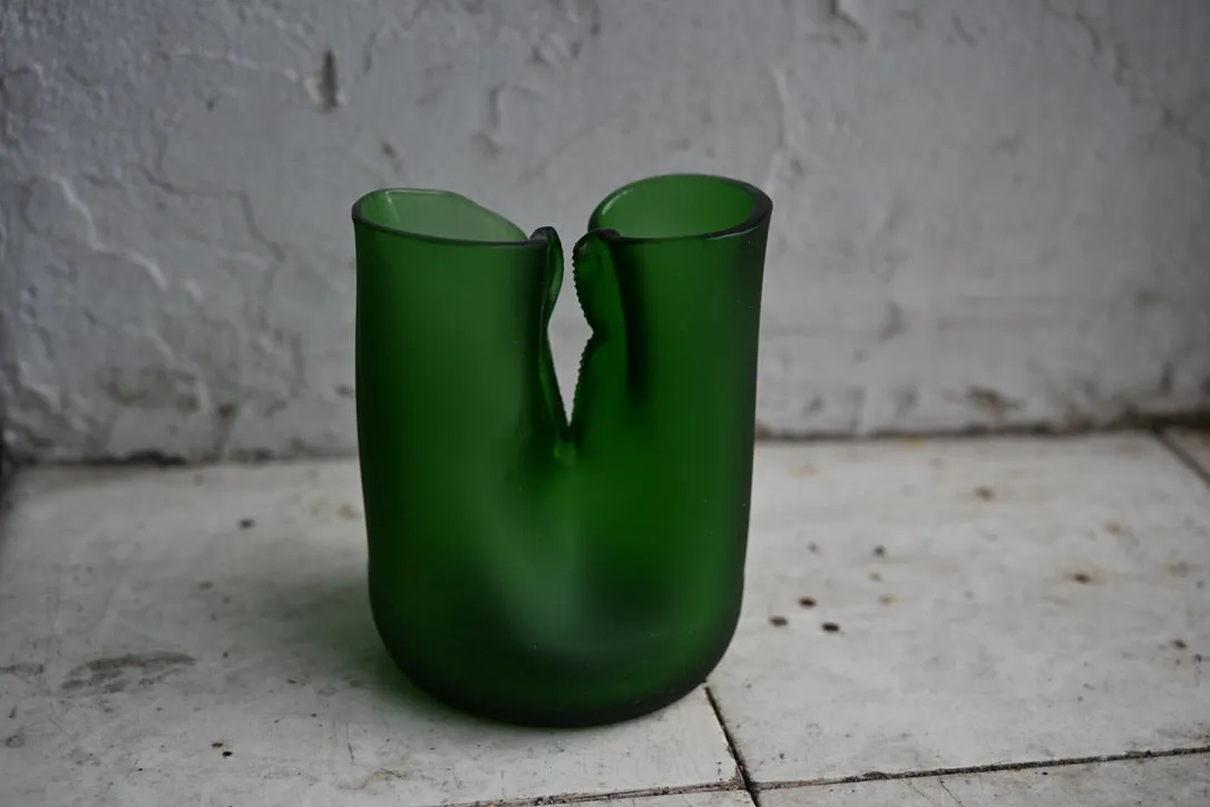 Jesper Jensen Twin Bottleneck vase kort grøn genbrugsglas