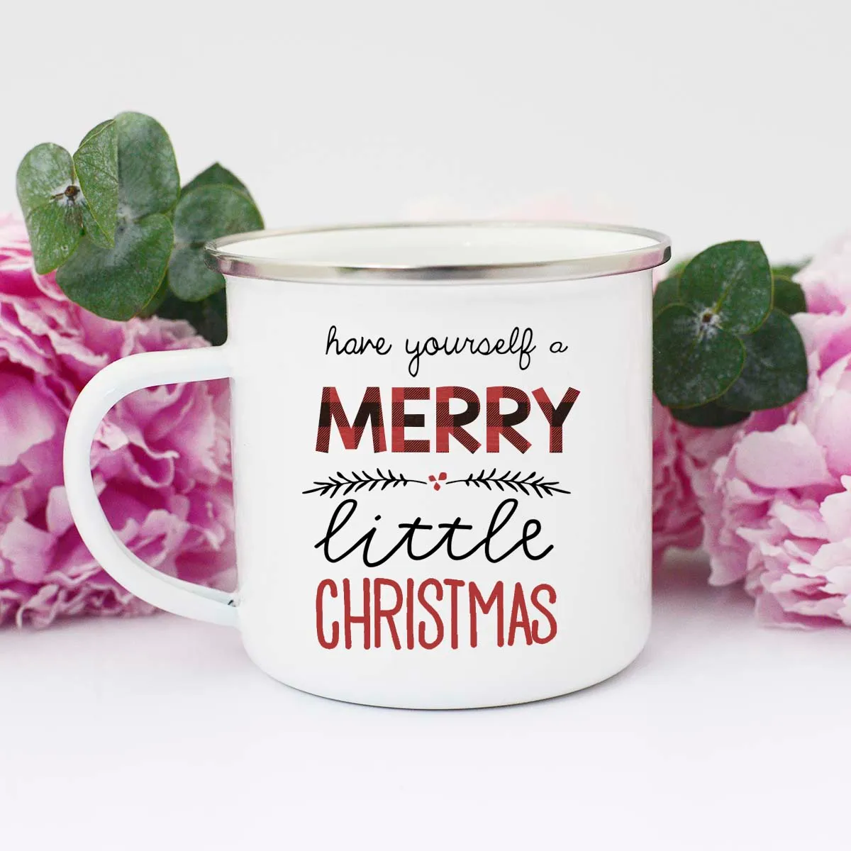 Mugsby Merry Little Christmas krus hvid 325 ml