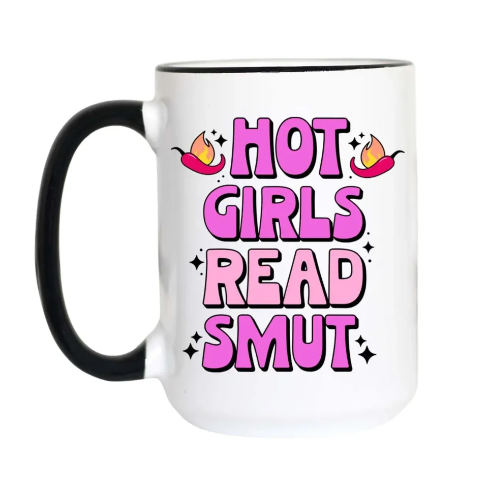 Mugsby Hot Girls Read Smut kop 11 oz hvid keramik sjov