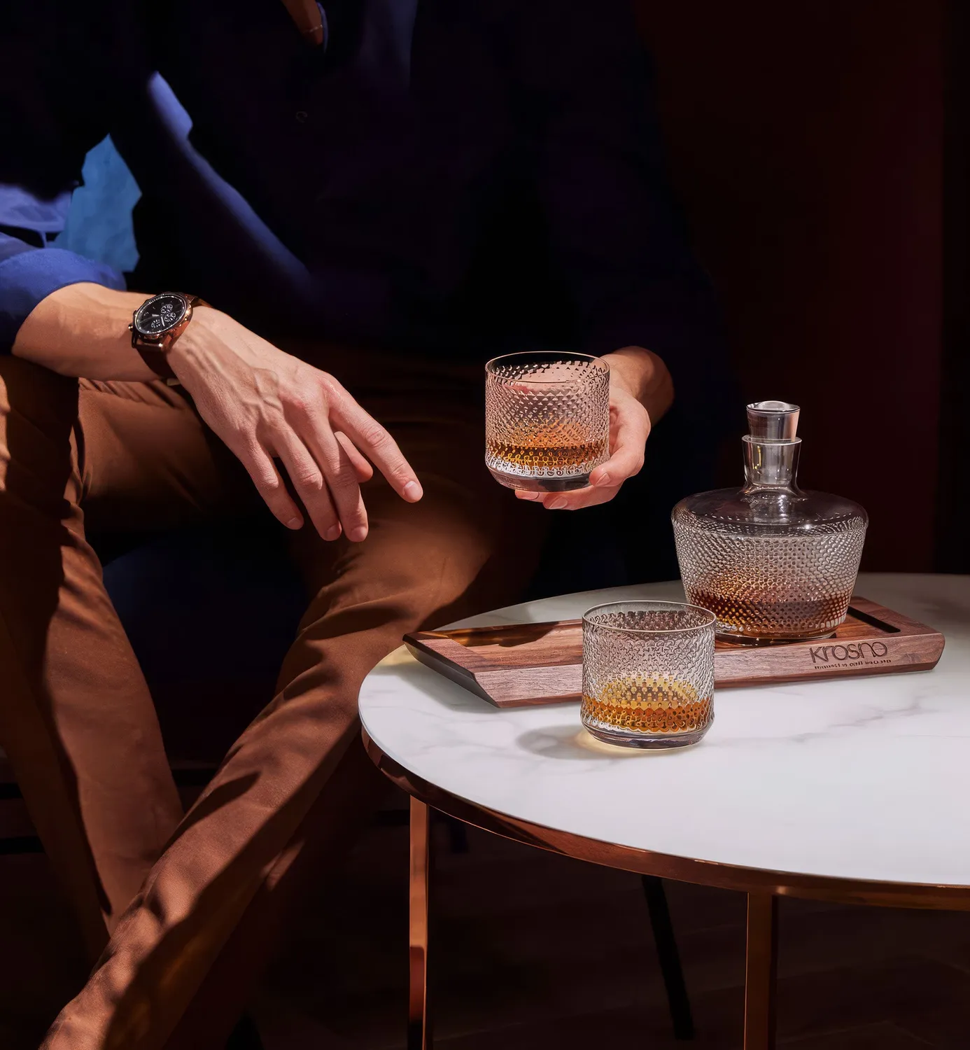 Krosno Scotland whisky sæt karaffel 3 dele