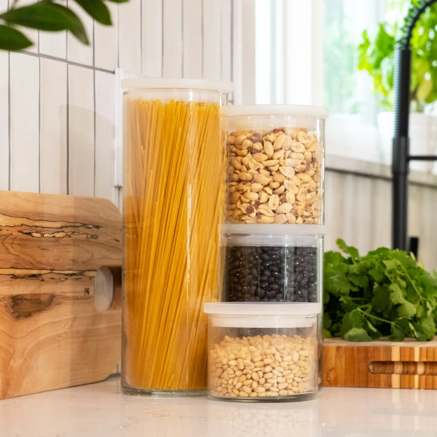 Libbey Stacking Cylinder opbevaringsglas 4 stk med låg