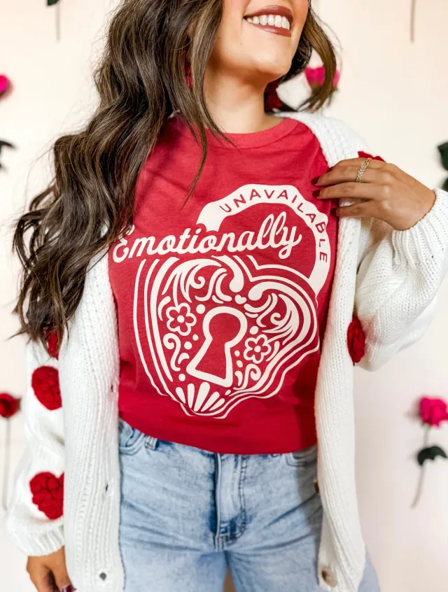 Mugsby Emotionally Unavailable T-shirt rød bomuld