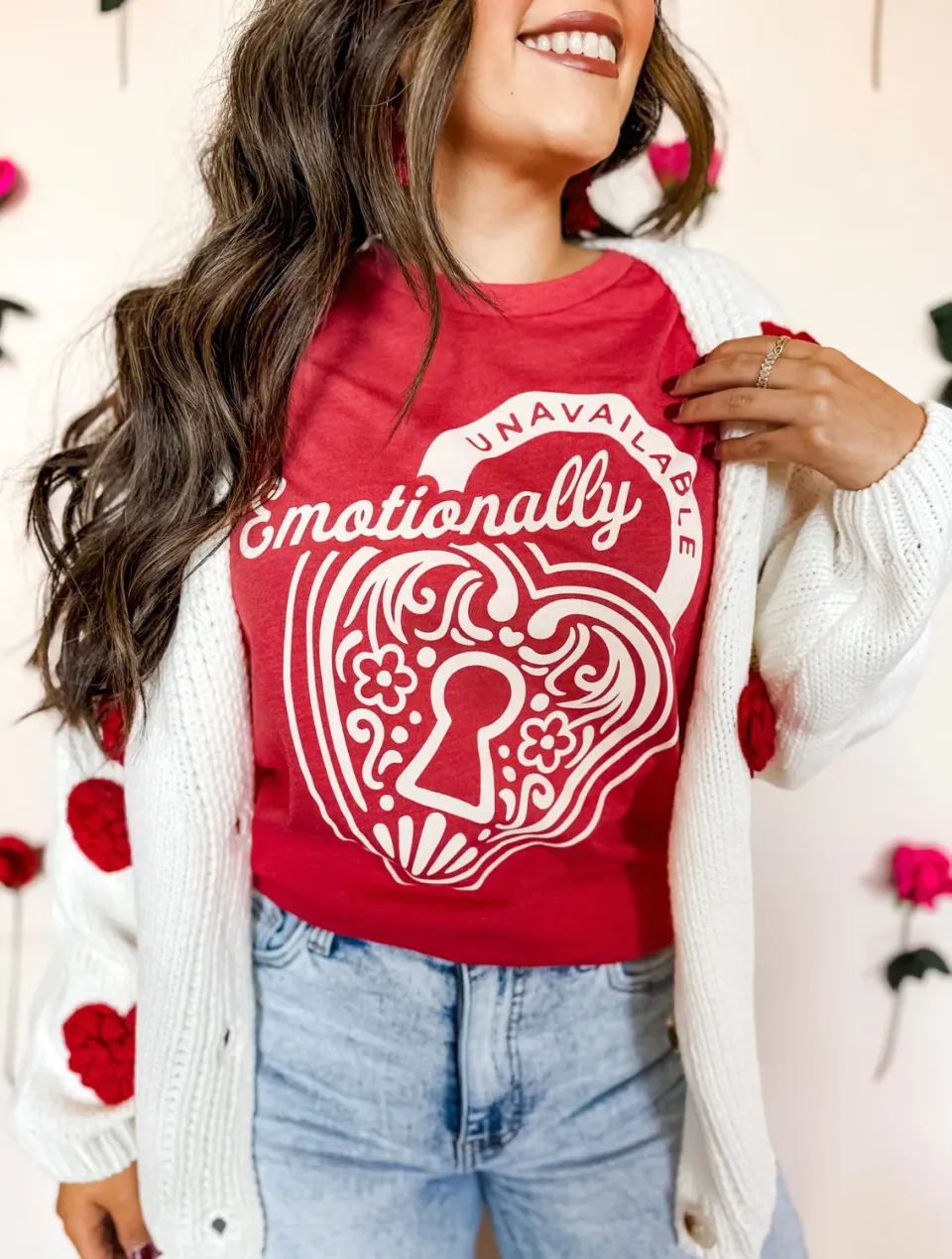 Mugsby Emotionally Unavailable T-shirt rød bomuld