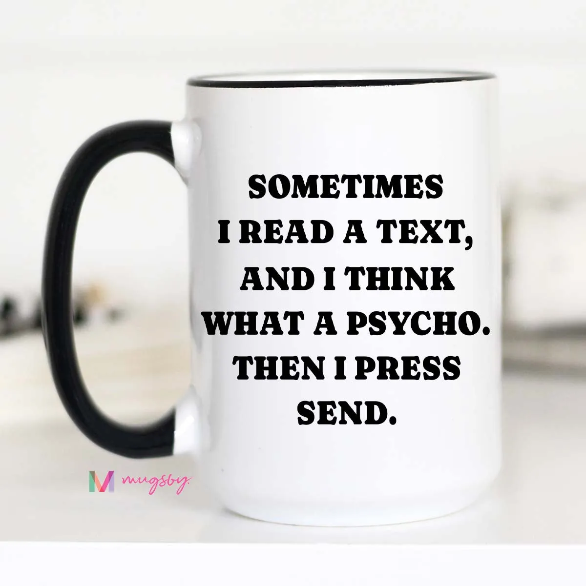 Mugsby Then I Press Send krus hvid 325 ml sjov