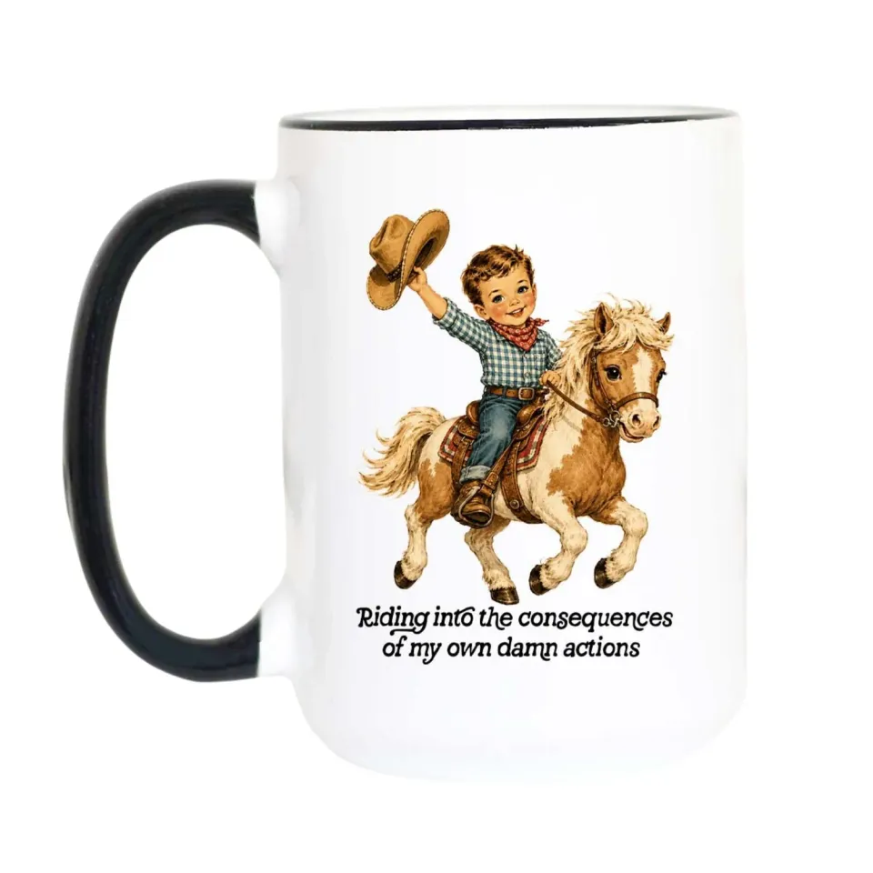 Mugsby Riding Into the Consequences krus hvid 325 ml sjov