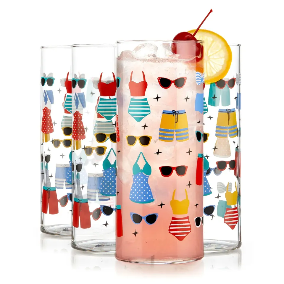Libbey Vintage Swimsuits Cooler drikkeglas 4 stk 473 ml farvet