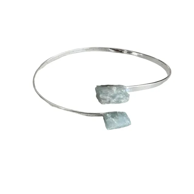 El'Cobre Dual Stone aquamarin armbånd sølvbelagt 2 sten