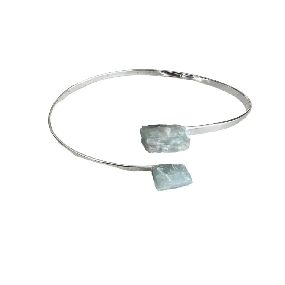 El'Cobre Dual Stone aquamarin armbånd sølvbelagt 2 sten