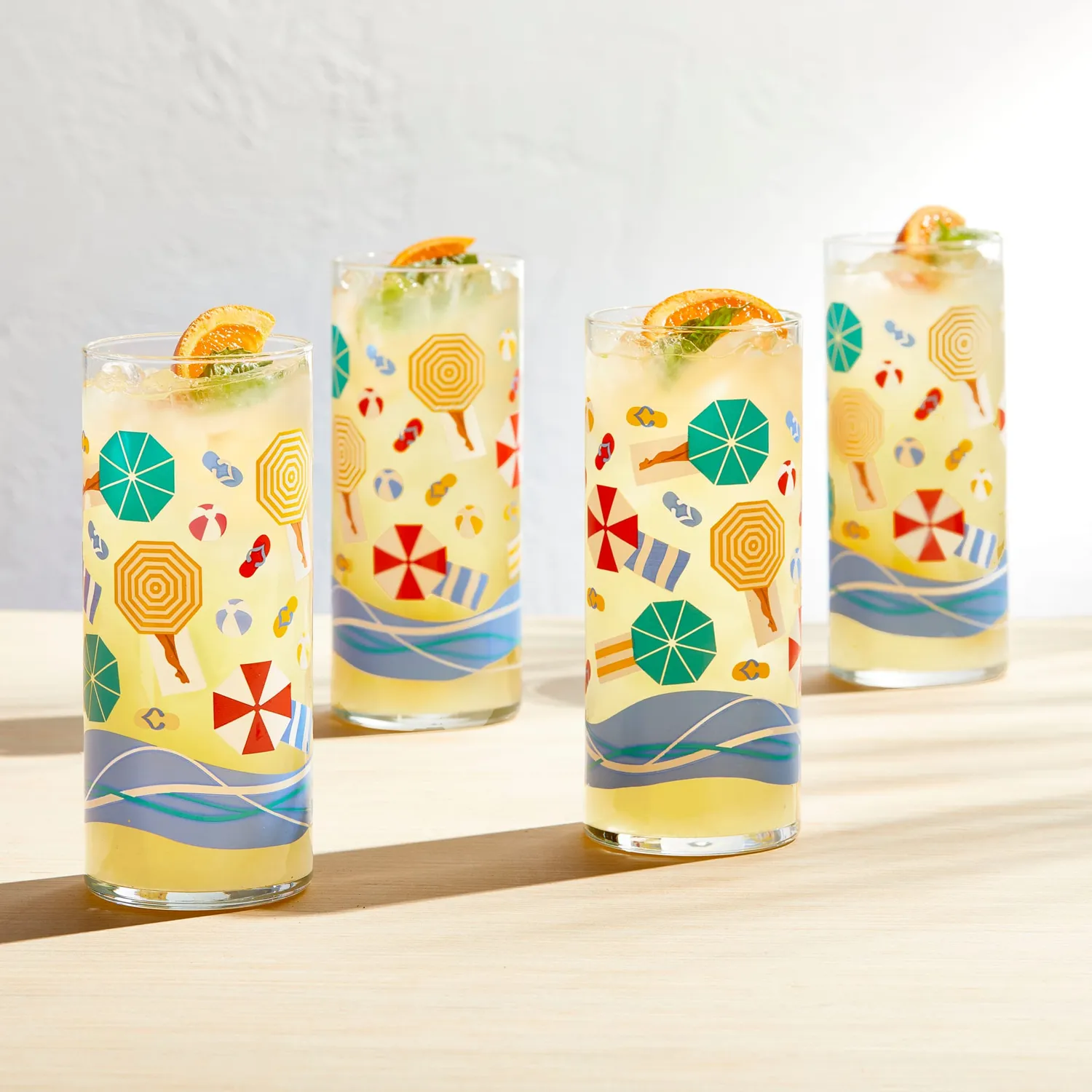 Libbey Vintage Beach coolerglas 16 oz 4-pak dekoreret