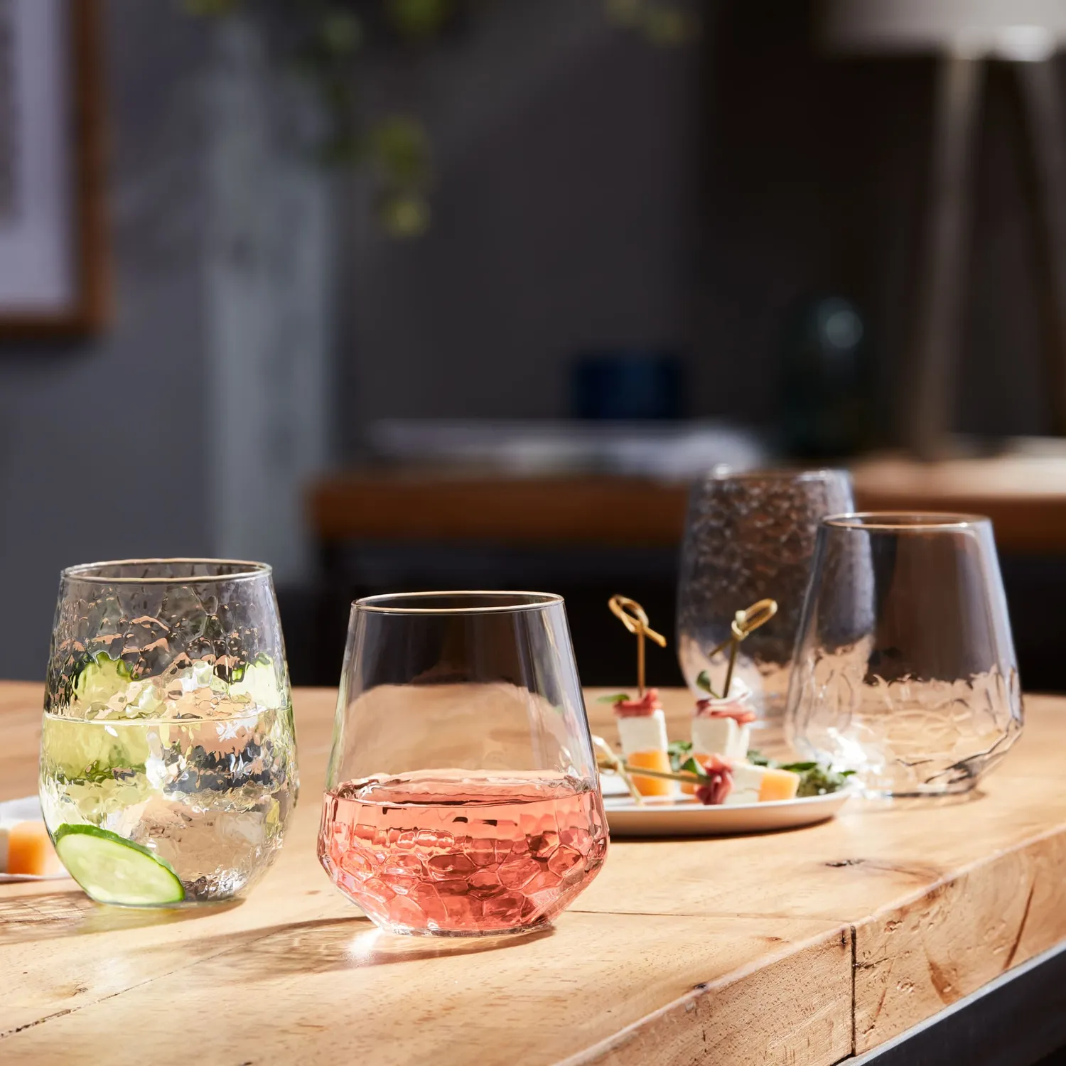 Libbey Hammered stilkløst vinglas 503 ml sæt med 8