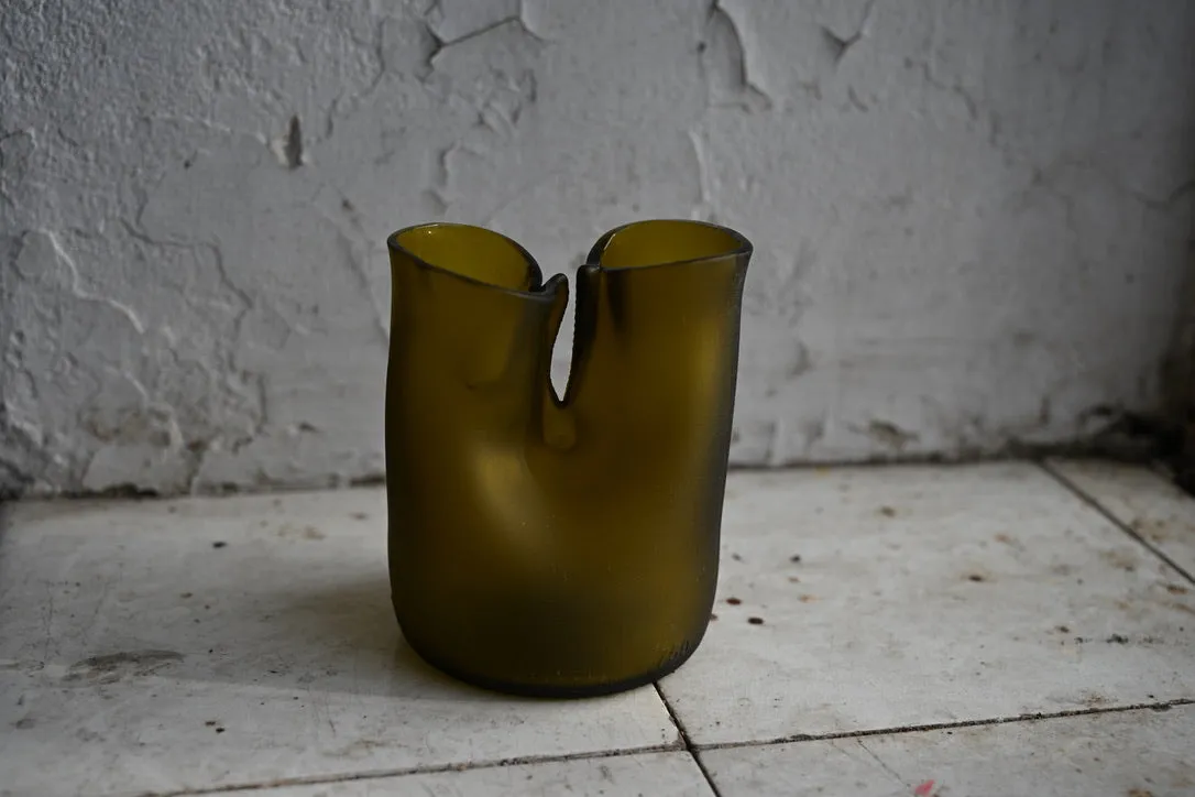 Jesper Jensen Twin Bottleneck Short vase gulgrøn genbrugsglas