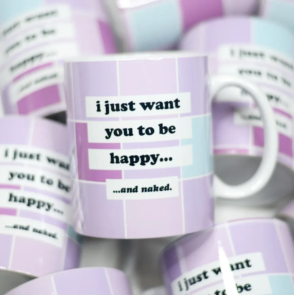 Mugsby Happy And Naked kop 325 ml sjov keramik