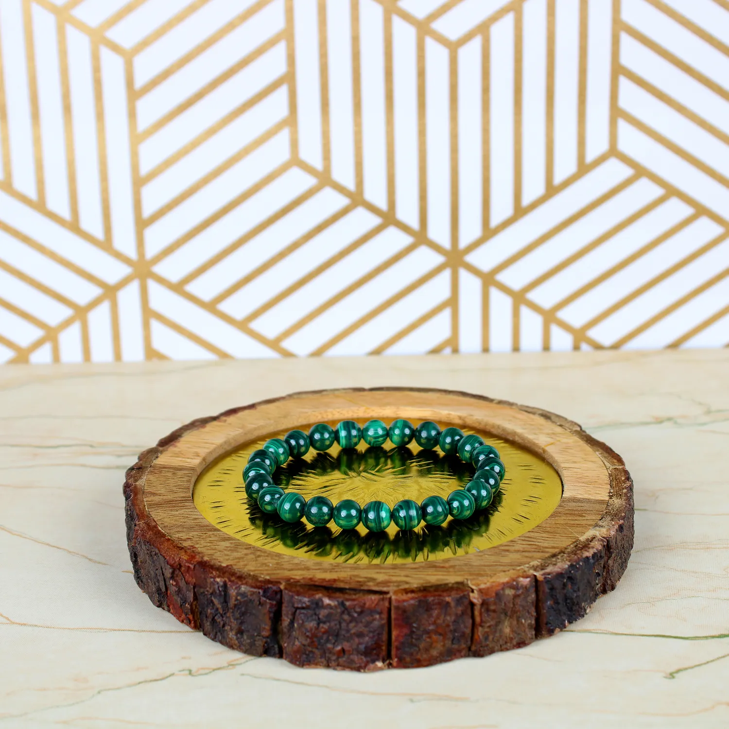 El'Cobre Malachite krystalarmbånd 8mm grøn