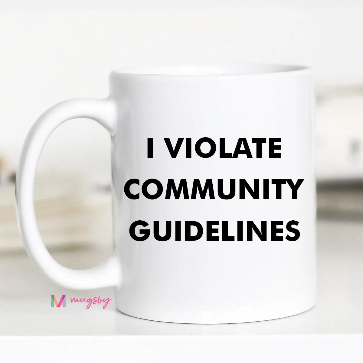 Mugsby Violate Guidelines krus 325 ml hvid meme